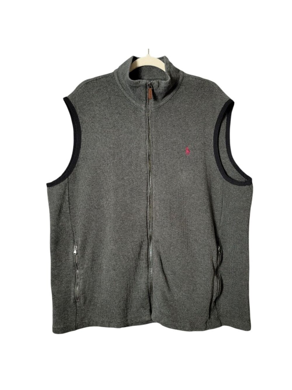 Polo Ralph Lauren Mens Gray Cotton Sleeveless Full Zip Layering Sweater Vest XL